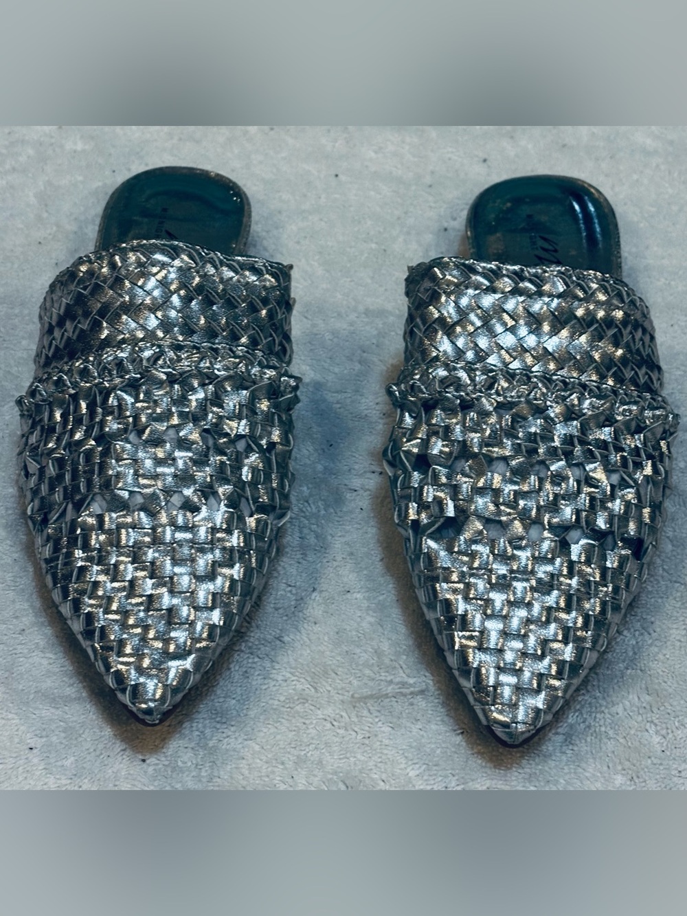 Brand New Bright Silver Slides By Midnight Velvet - Size 6.5 - box 10